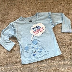 Blue's Clues Cotton Longsleeve Tee Top Crew Neck Applique 'Let's Think': 2T